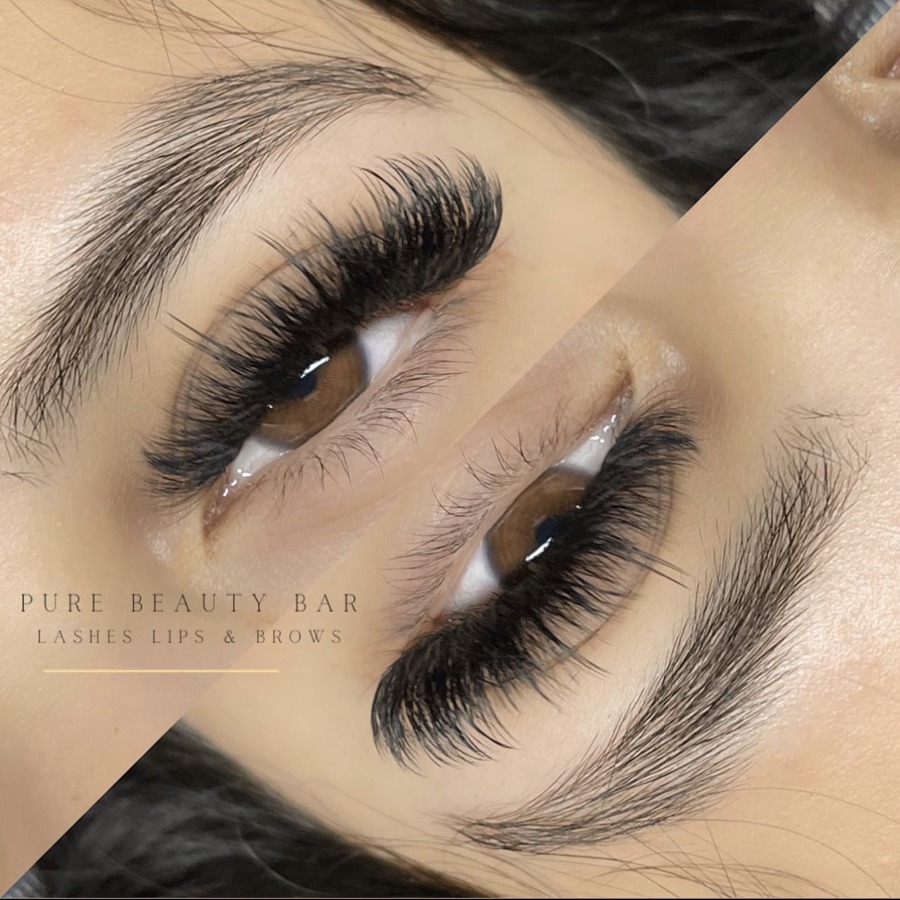 Close-up collage of textured lashes by Celinda at Pure Beauty Bar