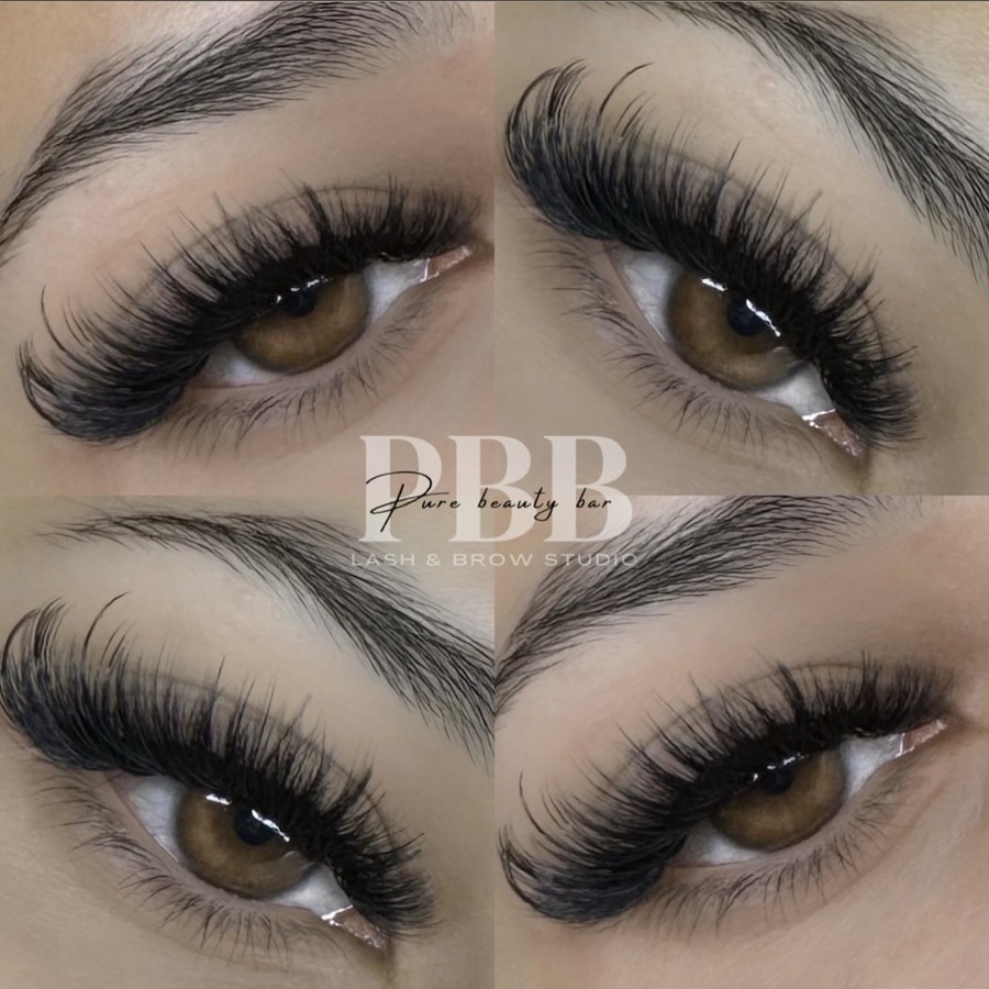 PBB branded collage of full lash extension sets by Celinda