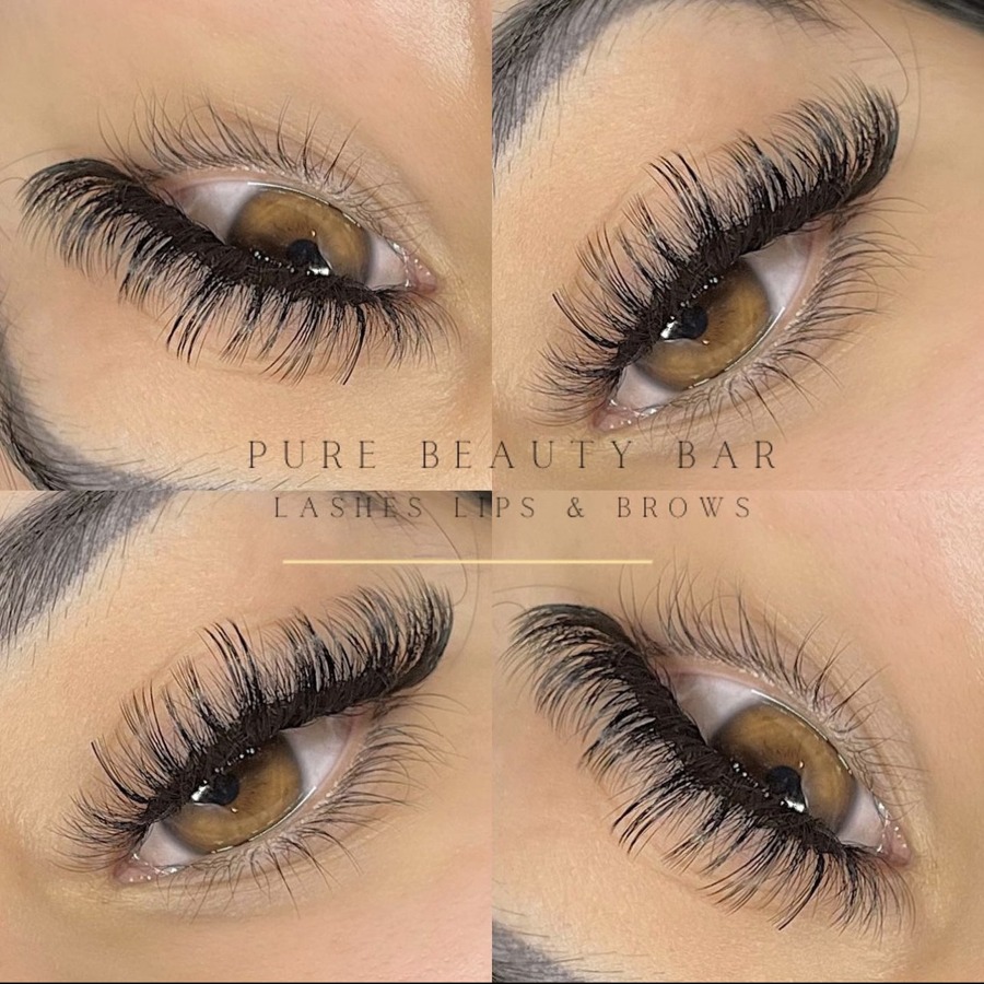 Collage of lash styling details by Celinda at Pure Beauty Bar